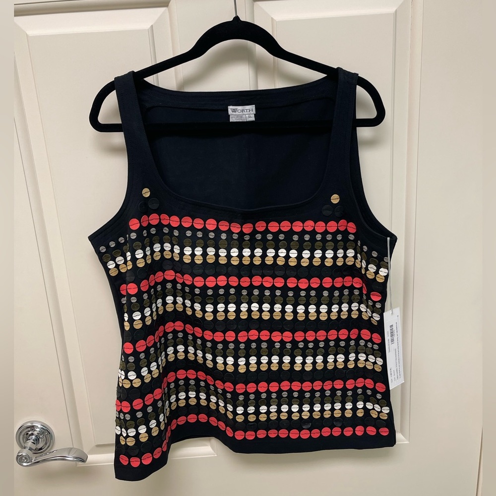 Worth Collection Tank Top with Leather Details